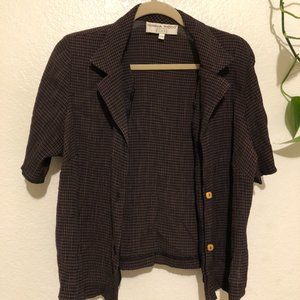 Donna Ricco Short Sleeve Button Up Petite Blouse